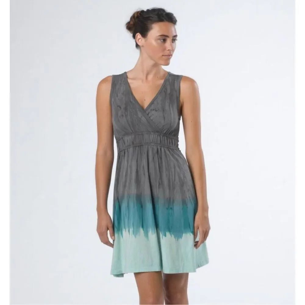 Prana XS ombré sleeveless dress blue gray shirt